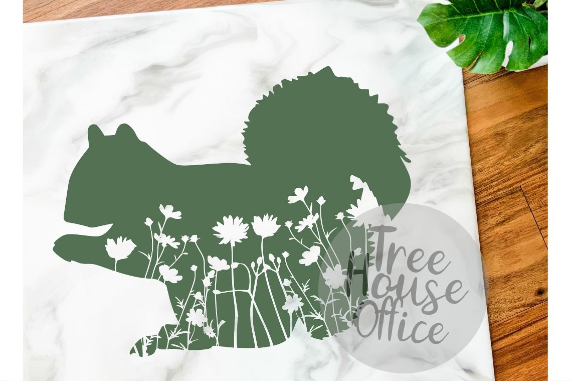 Floral Squirrel Mandala Forest Zentangle Flower SVG/DXF/PNG example image 1