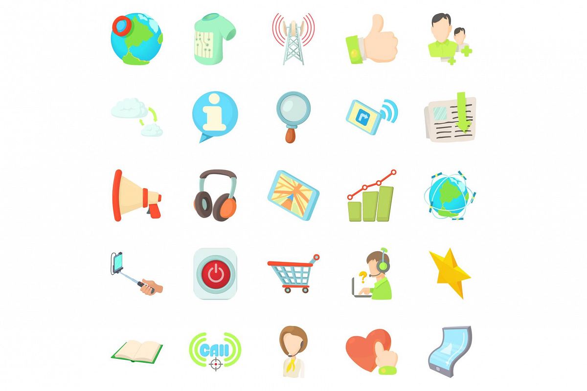 Tinkle icons set, cartoon style example image 1