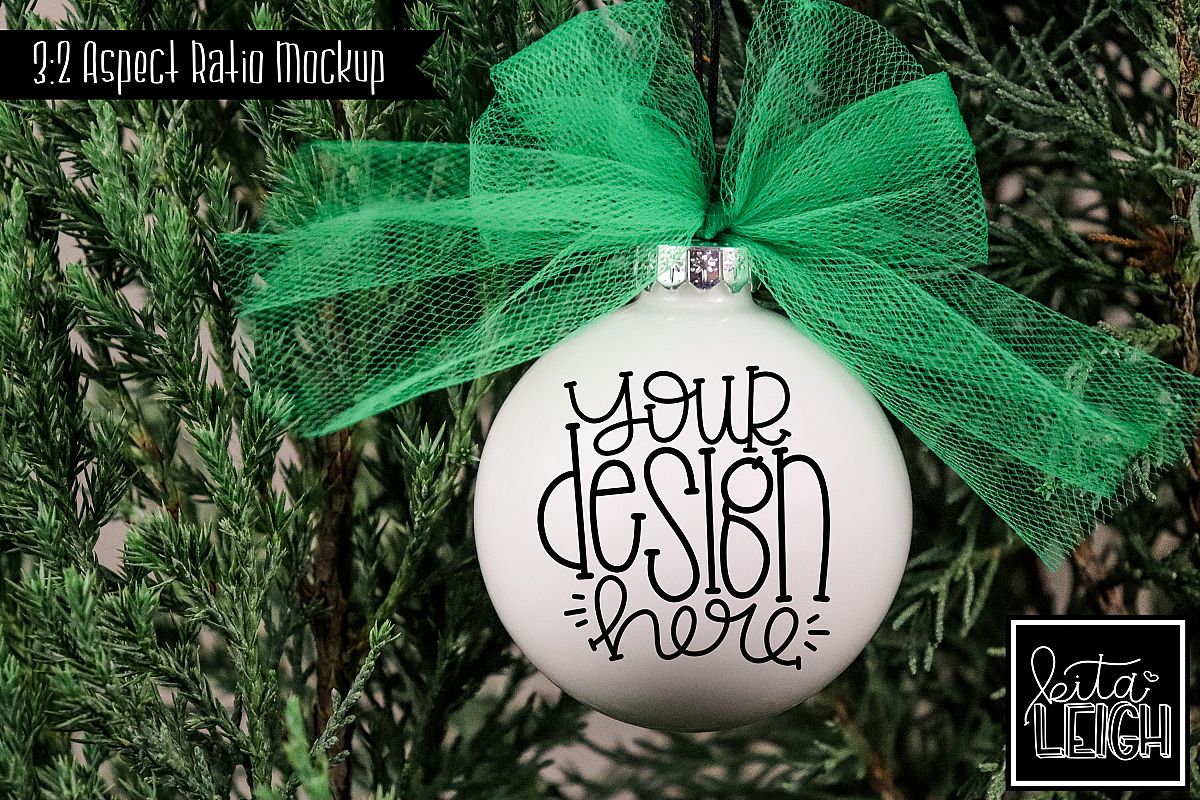 Green Tulle Round Ornament Mockup example image 1