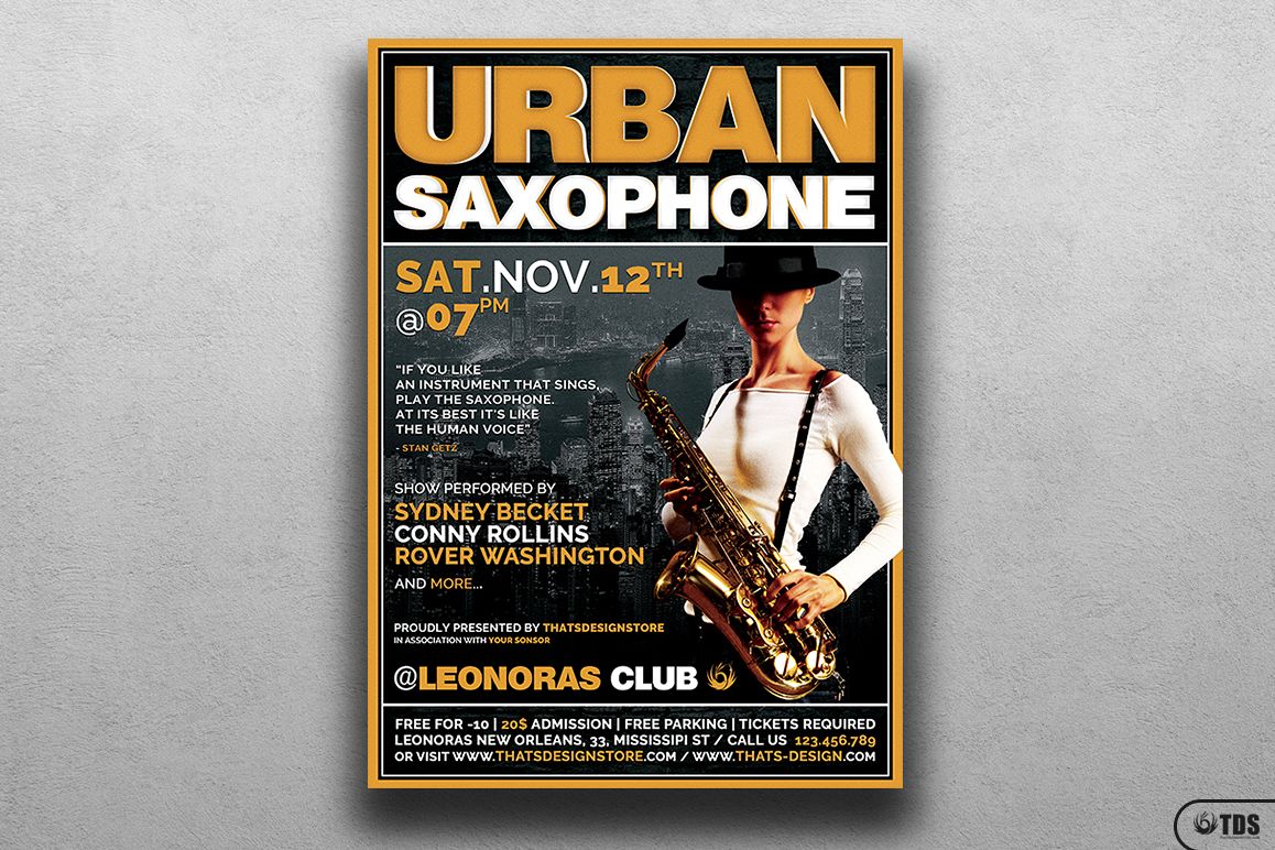 Urban Sax Flyer Template example image 1