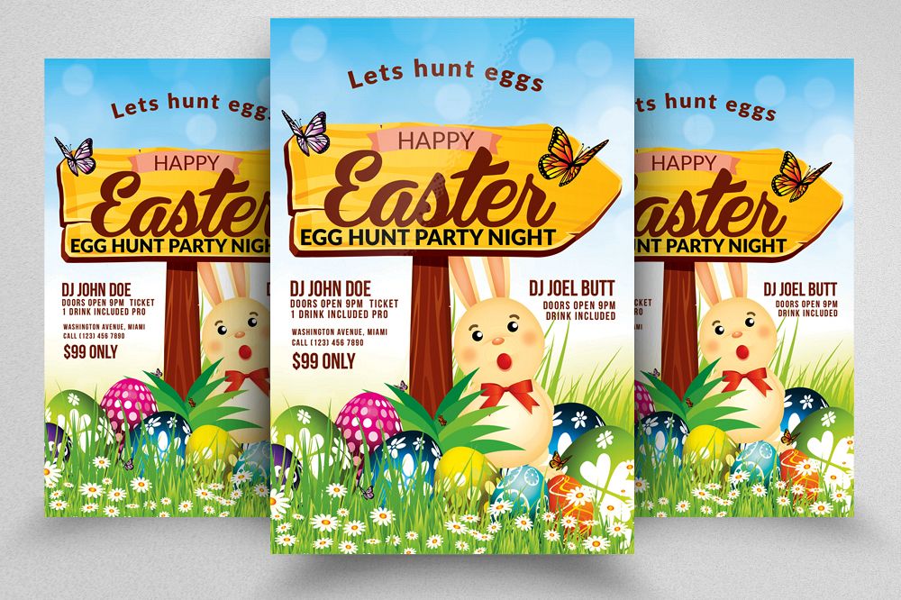 Easter Egg Psd Flyer Print Template example image 1