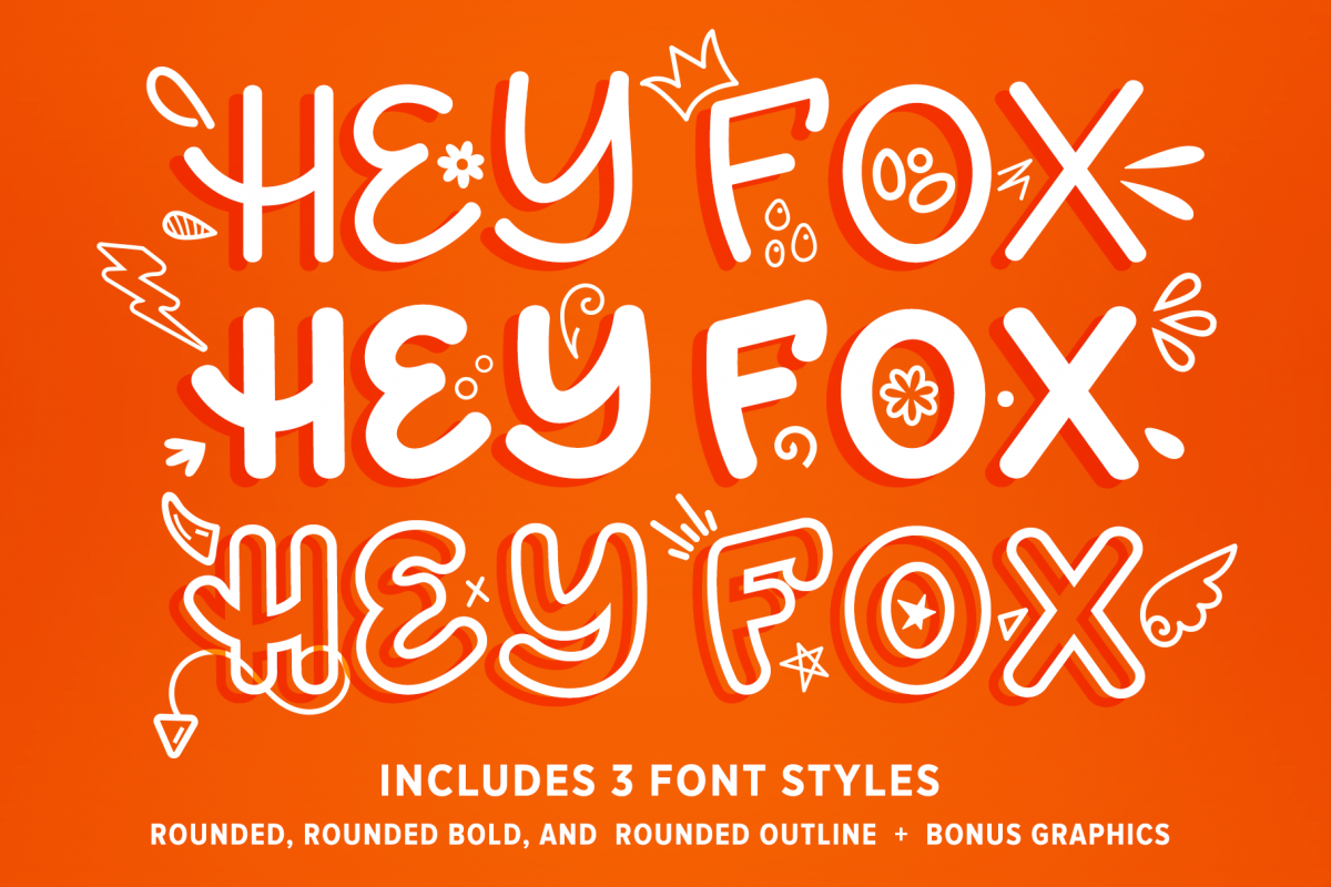 Hey Fox Rounded Font Trio example image 1