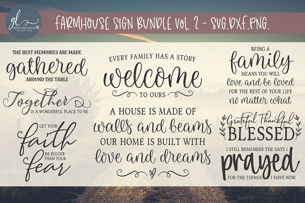 Farmhouse Sign Bundle Vol. 2 - SVG, DXF & PNG - 8 Designs example image 1