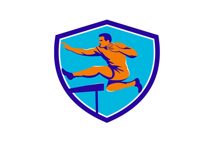 Track And Field Athlete Jumping Hurdle example image 1