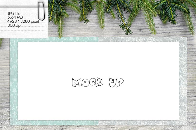 Mock up - Bleached wood and fir branches for Christmas example image 1