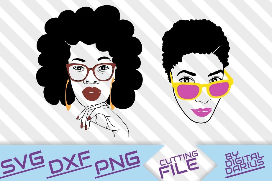 2x Afro Woman Svg Melanin Short Hair Woman With Glasses