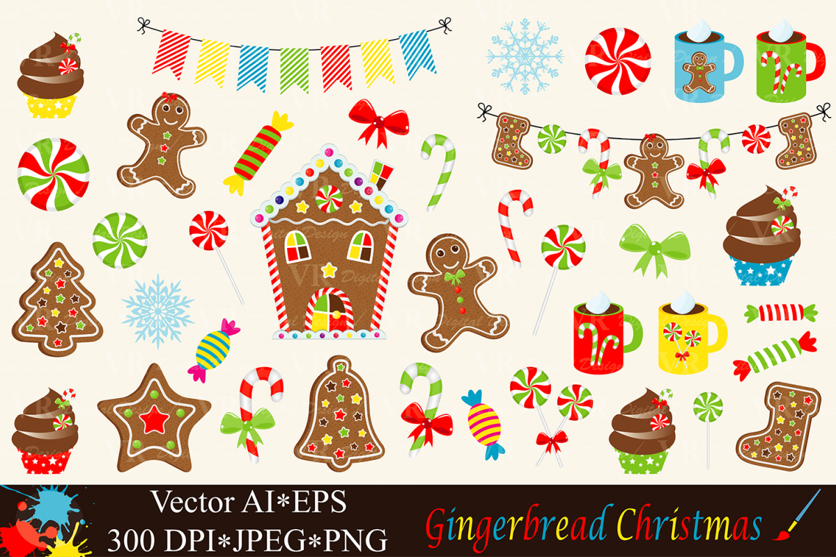 Christmas Gingerbread Clipart - Vector example image 1