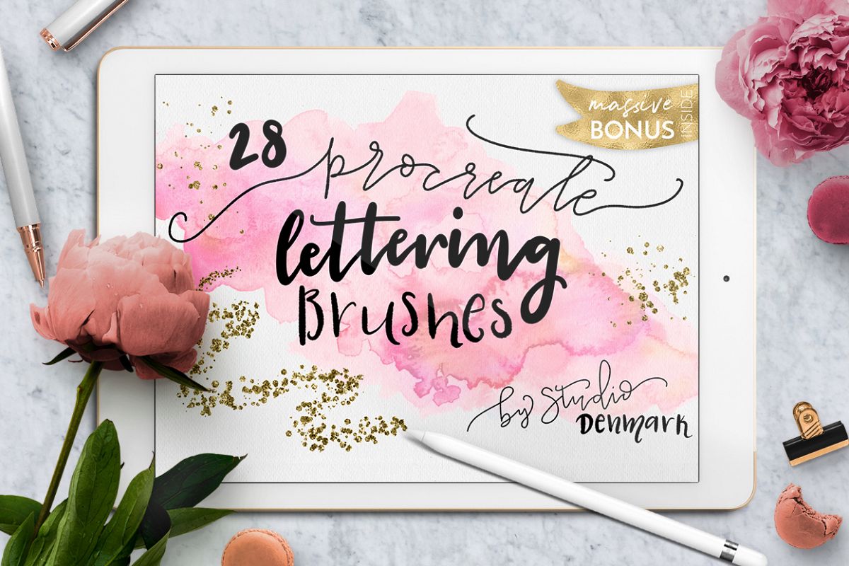 Procreate Lettering Brushes + Bonus example image 1