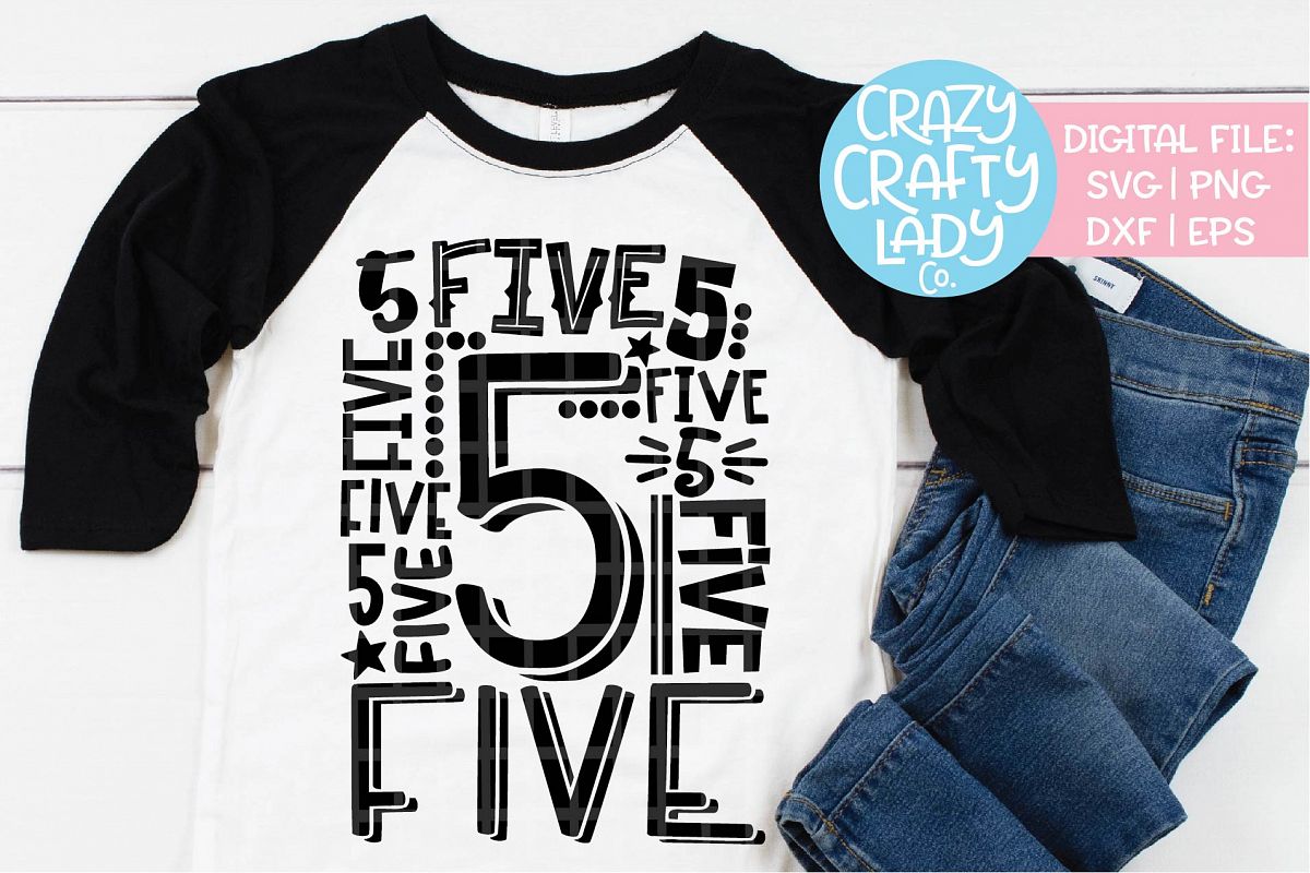 5th Birthday Collage Typography SVG DXF EPS PNG Cut File example image 1