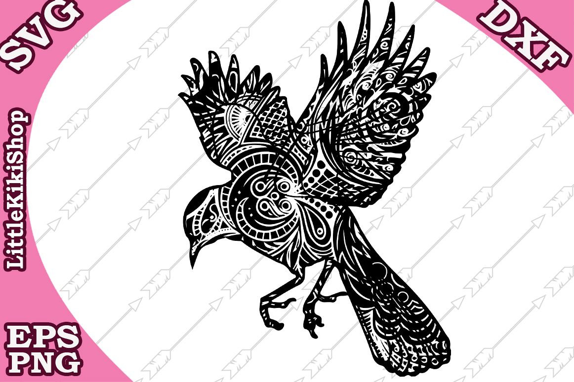 Zentangle bird Svg, Mandala Bird Svg,Zentangle animal Svg example image 1