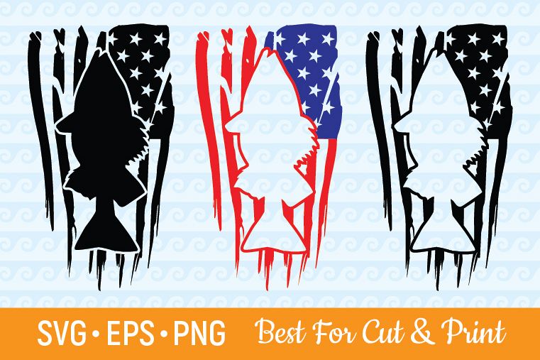 Bass Fish SVG Distressed SVG American Flag SVG American ...