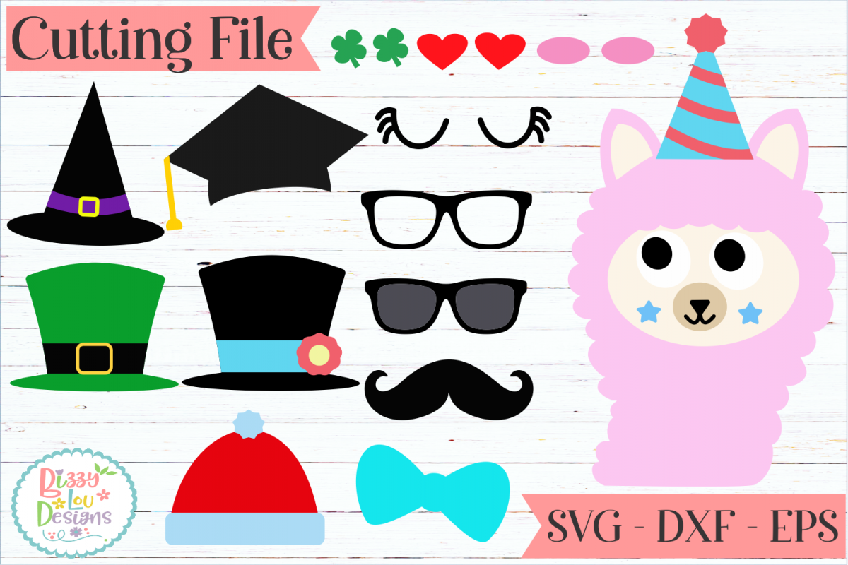 Llama Face and accessories maker SVG Cut File example image 1