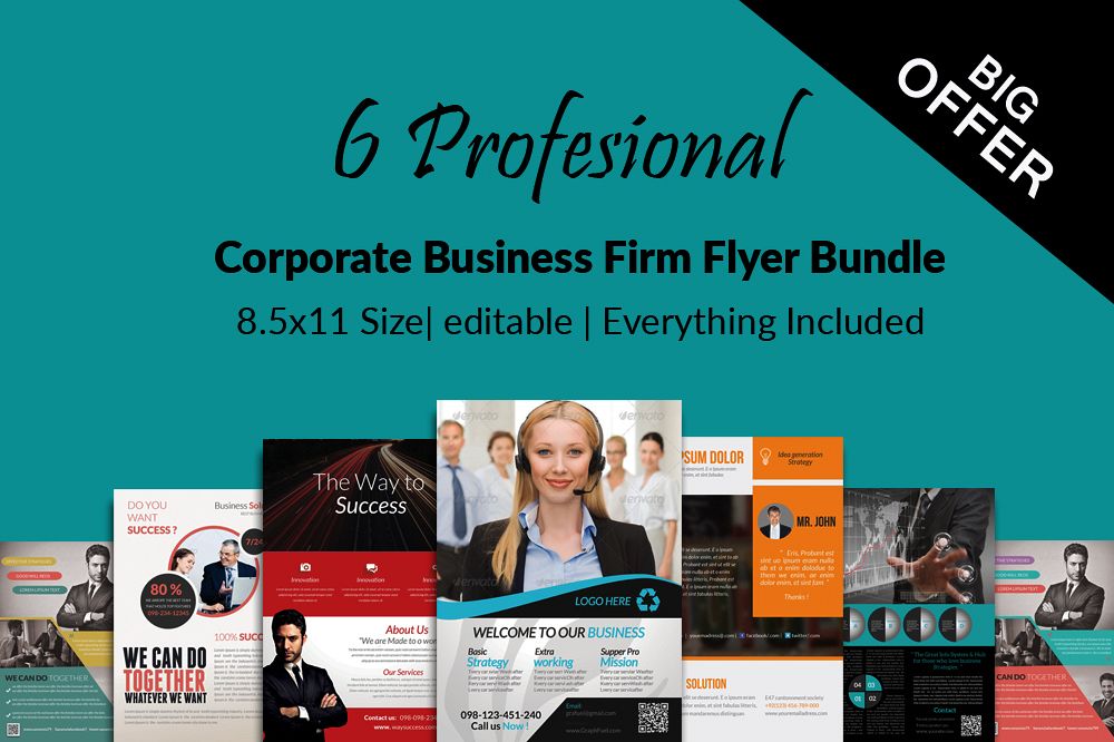 6 Corporate Business Flyers Bundle example image 1