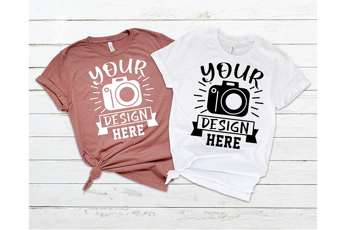 Bella Canvas 3001 Mockup, Couple Heather Mauve White Mockup example image 1