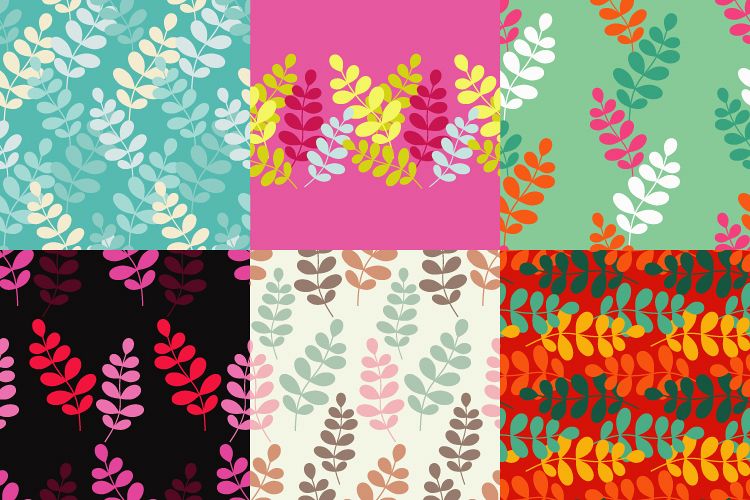 Seamless vector background with decorative branche and leaves. Pattern with plants. example image 1