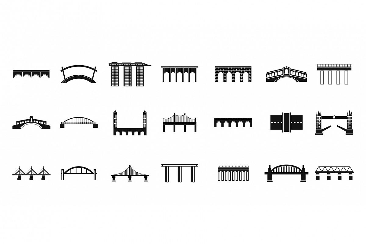 Bridge icon set, simple style example image 1