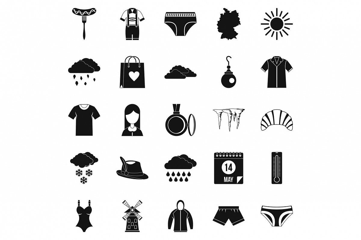 Warm clothes icons set, simple style example image 1