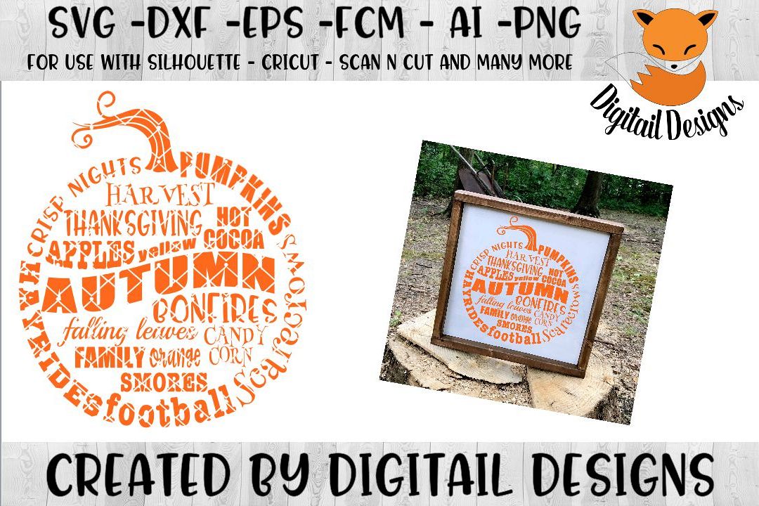 Pumpkin Wordart SVG for Silhouette, Cricut, Scan N Cut