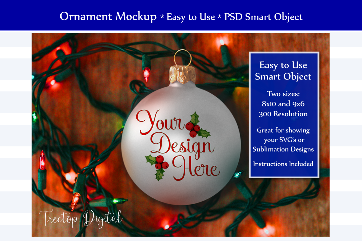 Christmas Ball Ornament Mockup, Bauble Mock-Up, PSD example image 1