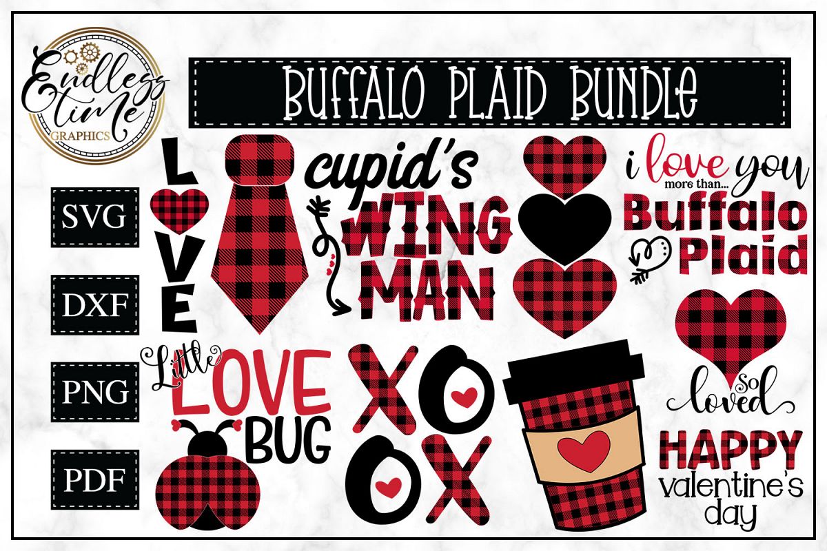 Buffalo Plaid Bundle - A Valentine's Day SVG Bundle example image 1