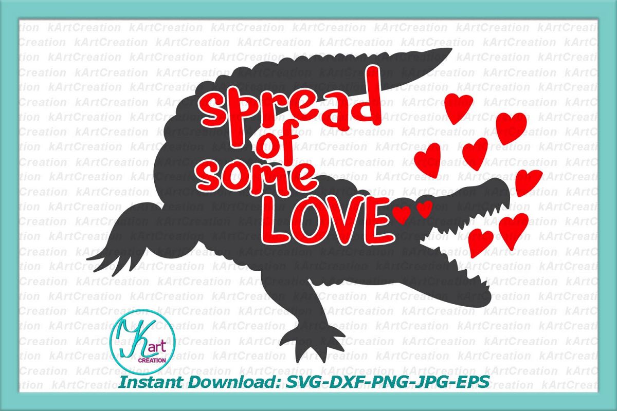 spread love Valentine crocodile alligator hearts svg dxf png example image 1