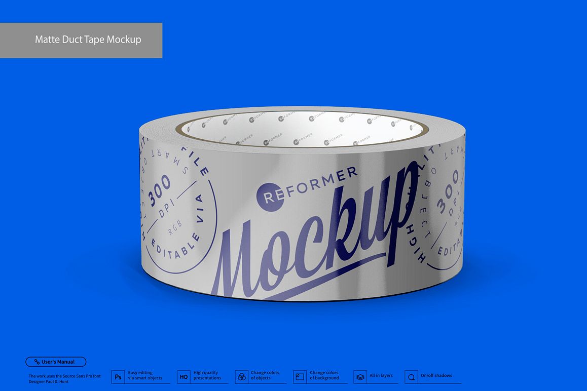 Matte Metallic Duct Tape Mockup example image 1