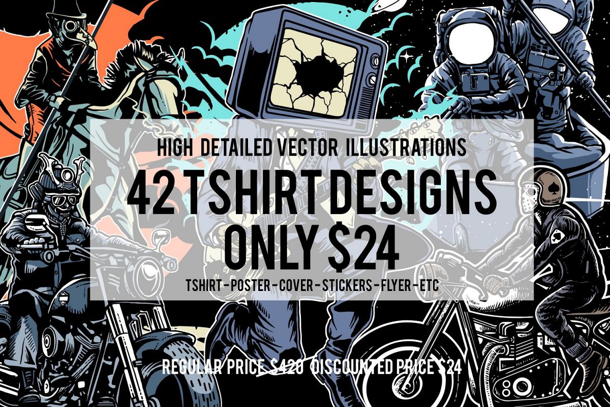 42 Tshirt Designs Bundle example image 1