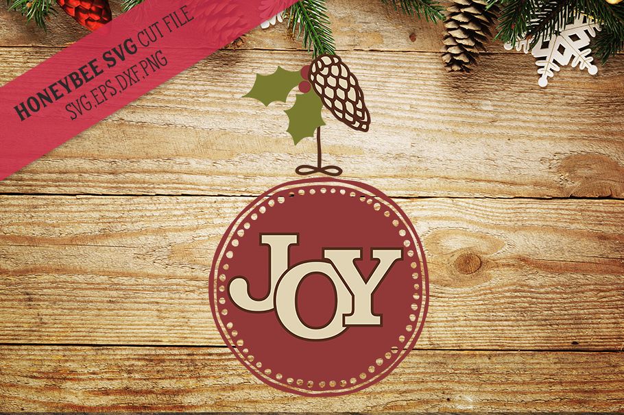 Joy Round Ornament svg example image 1