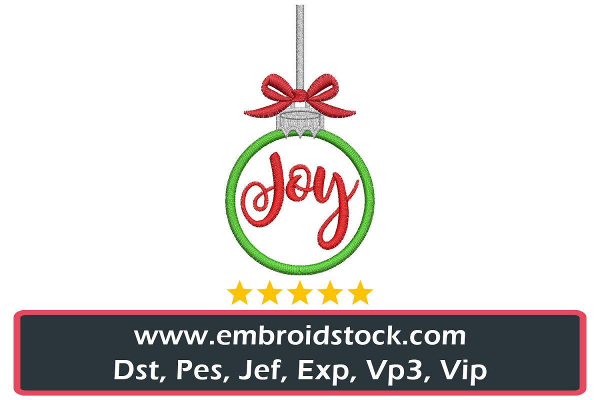 Christmas Joy Ornament Embroidery Design example image 1