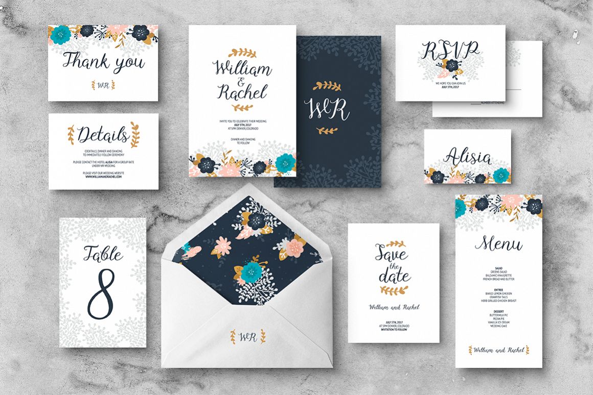 Floral Wedding Invitation Suite example image 1