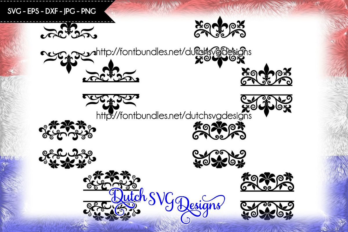 SPECIAL OFFER 8 Split border cutting files, monogram svg example image 1