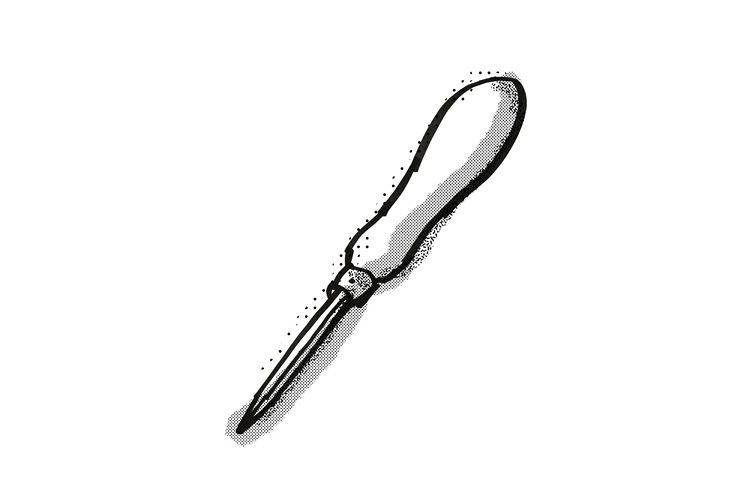 bradawl Woodworking Hand Tool Cartoon Retro Drawing example image 1