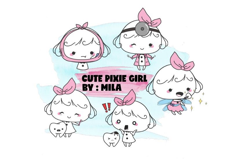KAWAII GIRL CLIPART BUNDLE PNG example image 1