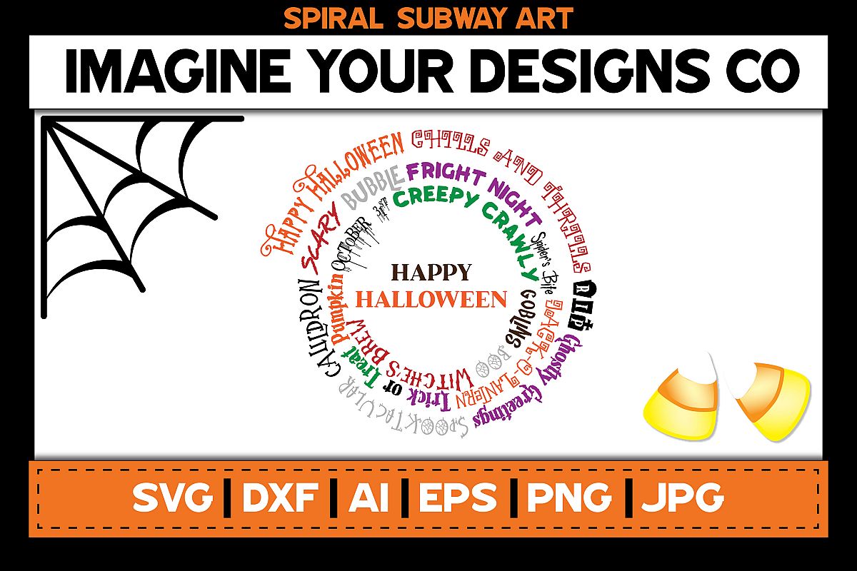Download Halloween Spiral Subway Art, SVG Cut File Sublimation