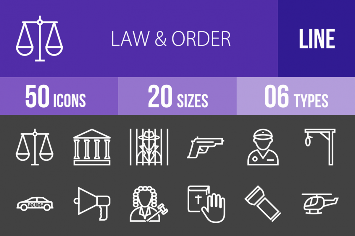 50 Law & Order Line Inverted Icons example image 1