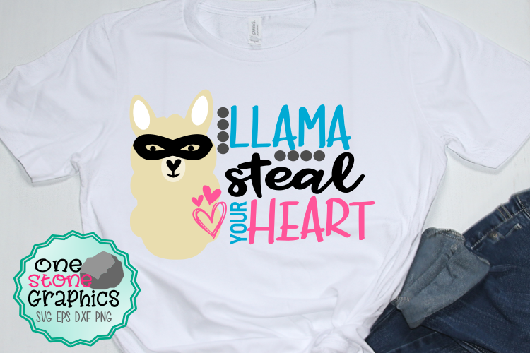 llama steal your heart svg,llama svg,valentine's day svg example image 1