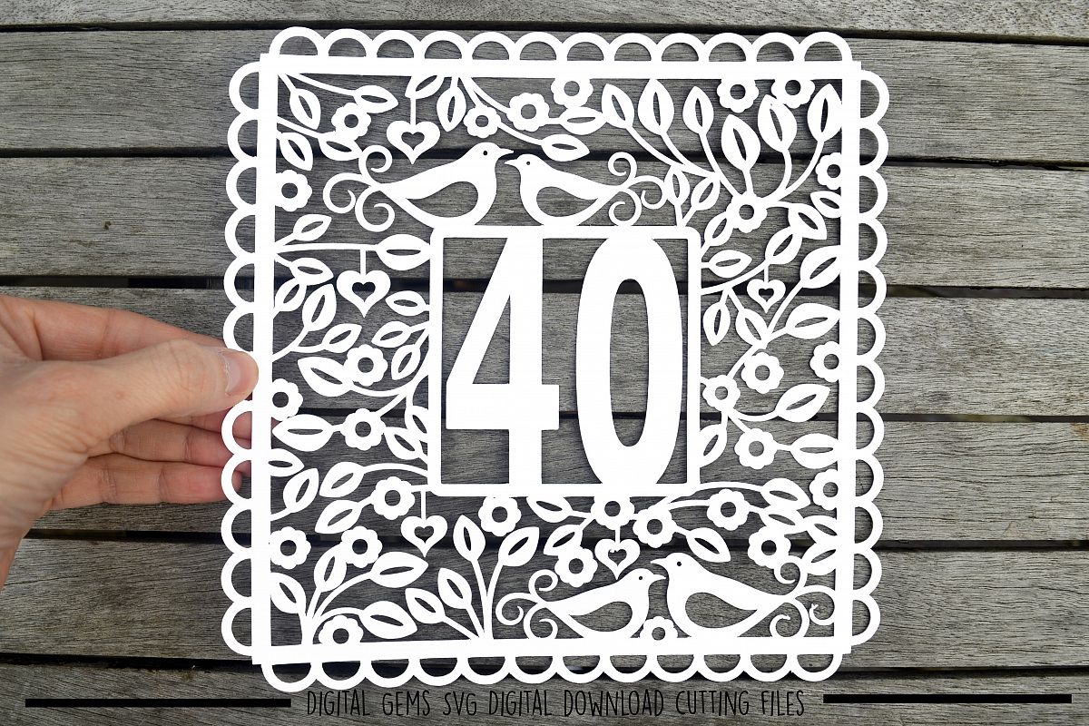 Number 40 paper cut SVG / DXF / EPS files example image 1