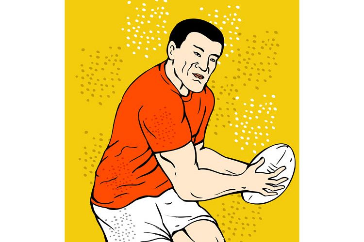 rugby player running passing the ball example image 1