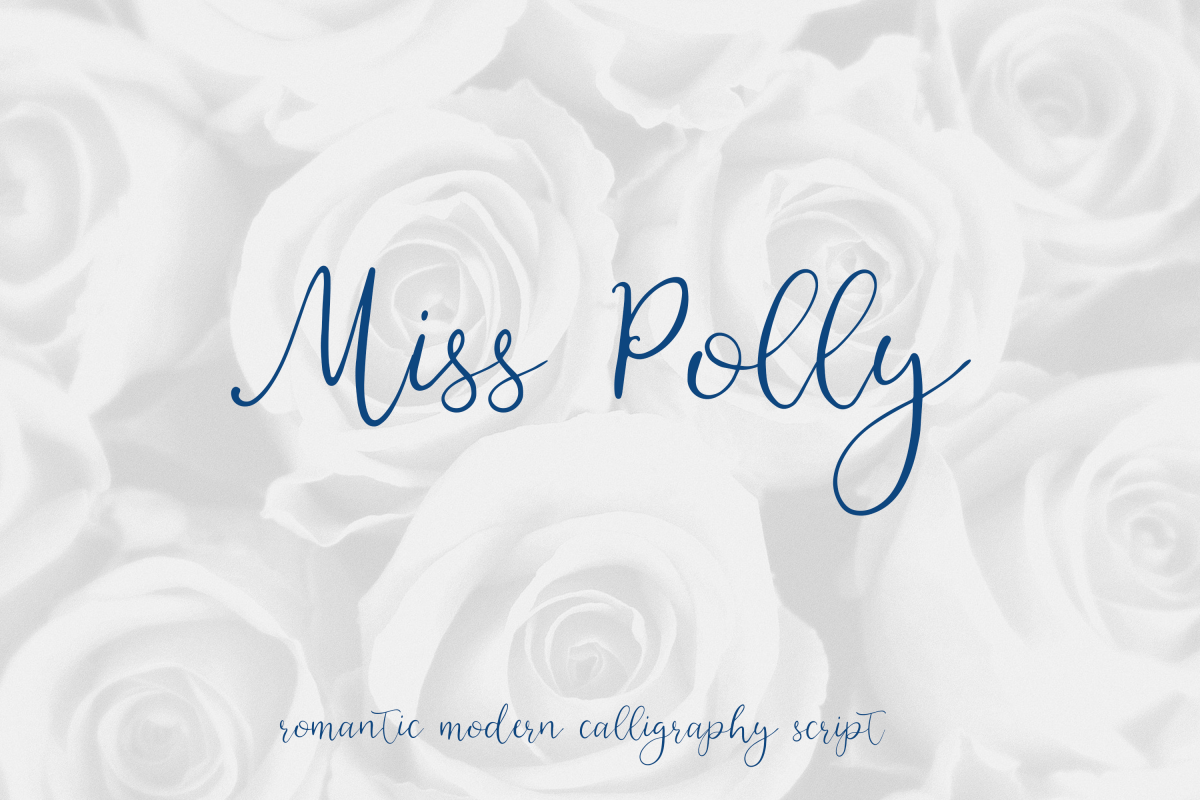 Miss Polly, romantic modern calligraphy script example image 1