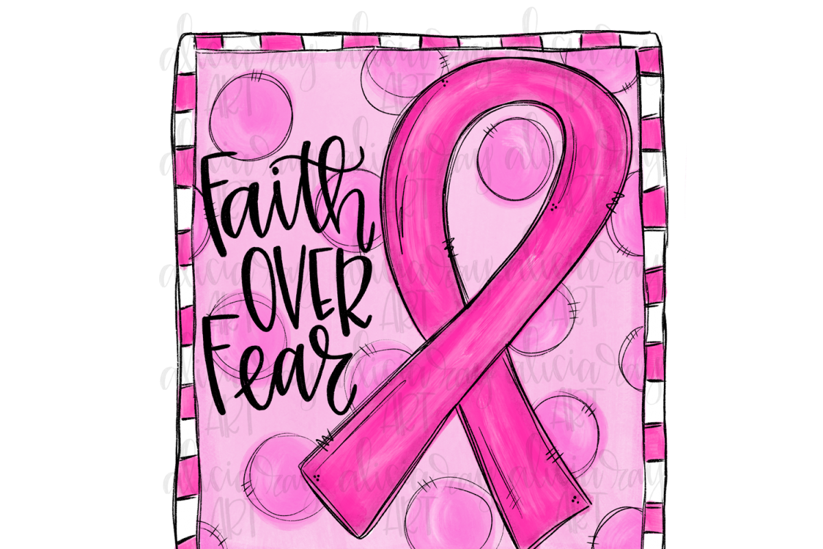 Faith over Fear Breast Cancer Ribbon Sublimation PNG Digital example image 1