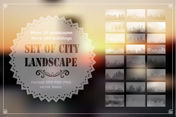 Vector set of city landscape example image 1