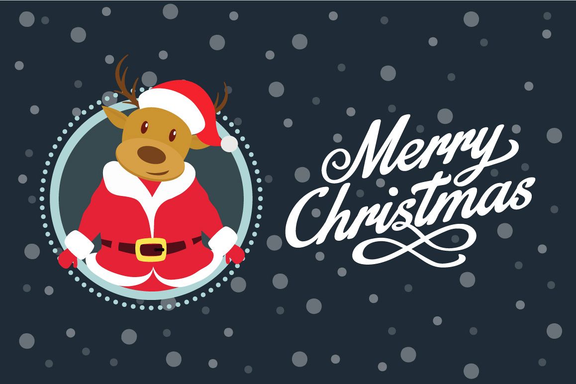 Santa Deer Christmas Greeting Card example image 1