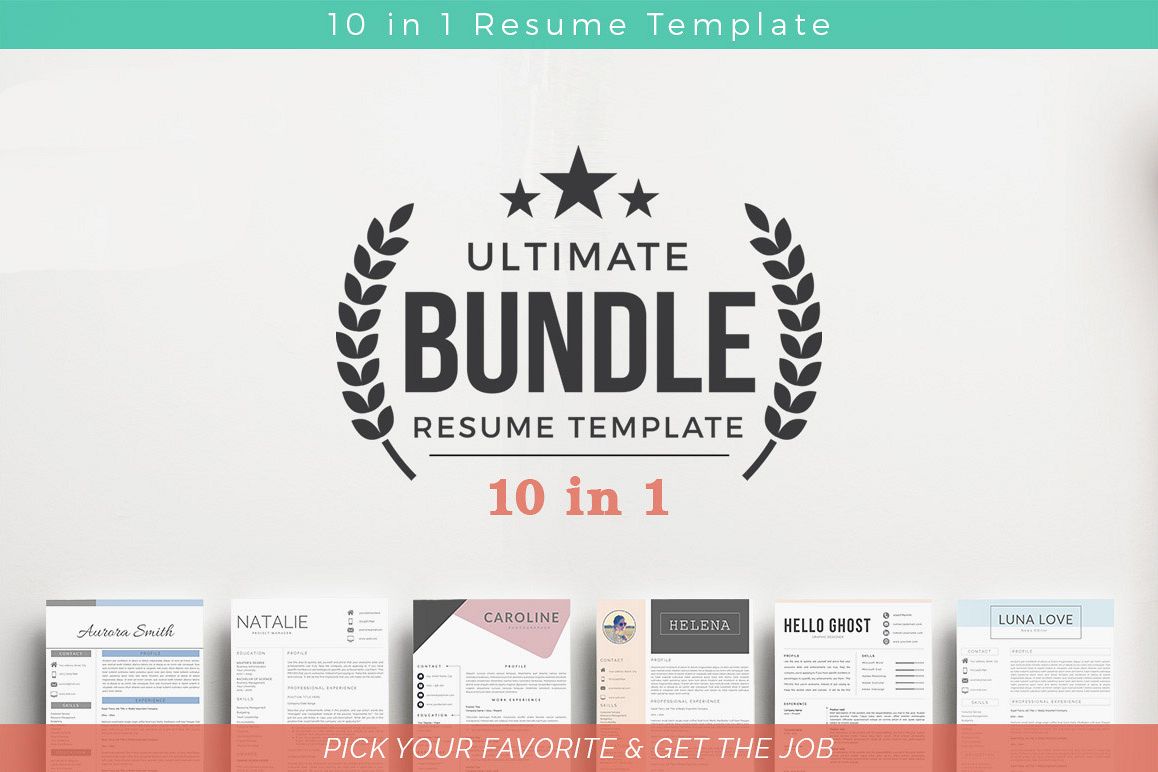 ULTIMATE BUNDLE Resume Template 10 in 1 example image 1