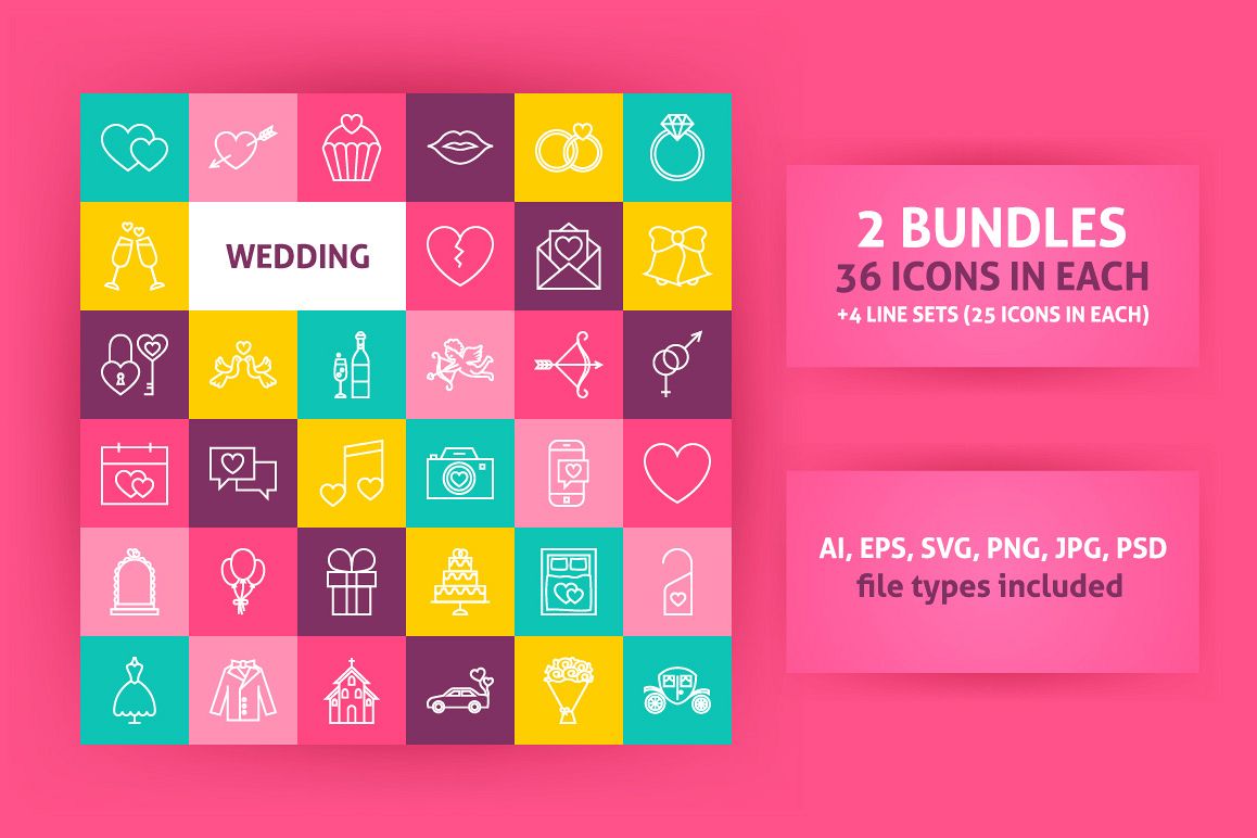 Wedding Line Art Icons example image 1