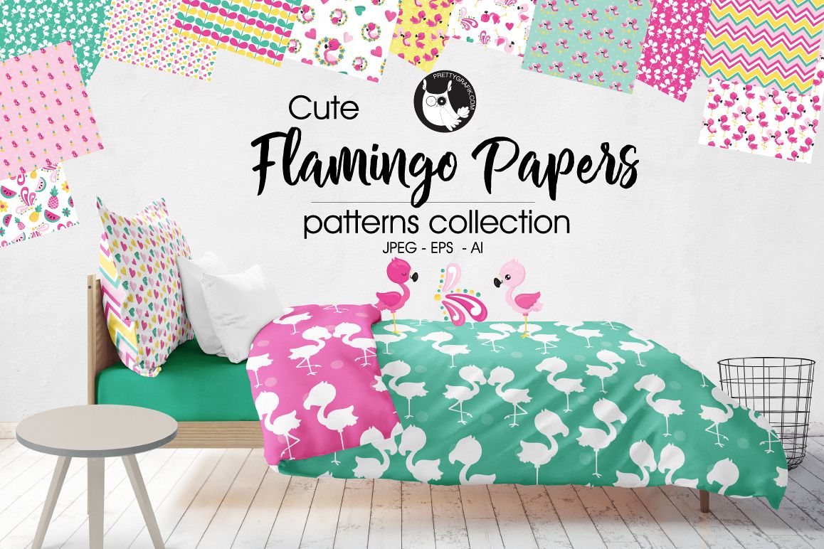 FLAMINGO-PAPERS , digital papers example image 1