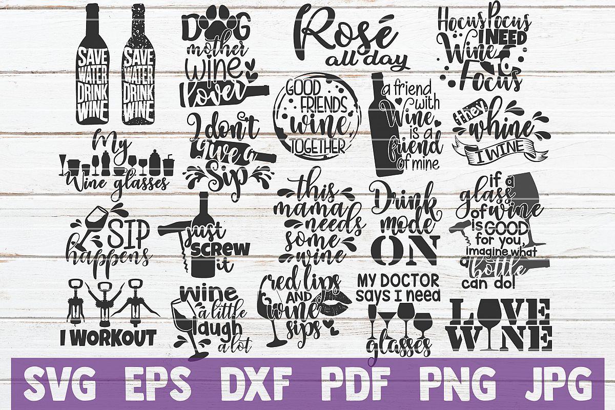 Wine SVG Bundle | commercial use | SVG cut files example image 1