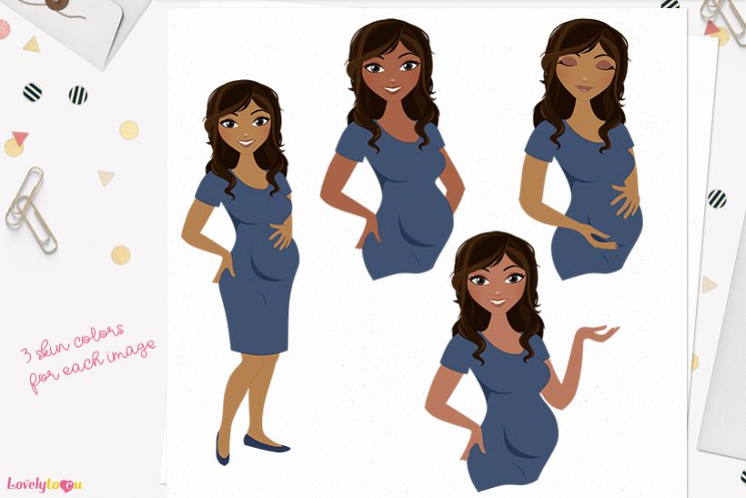 Woman maternity character clip art L194 Bliss example image 1