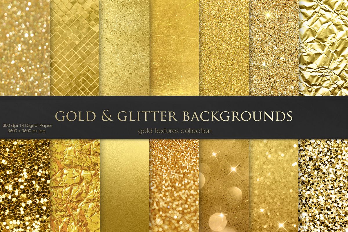 Gold Foil & Glitter Digital Paper example image 1