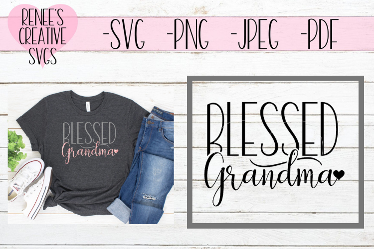 Blessed Grandma w/ Heart | Mothers day | SVG Cut File example image 1