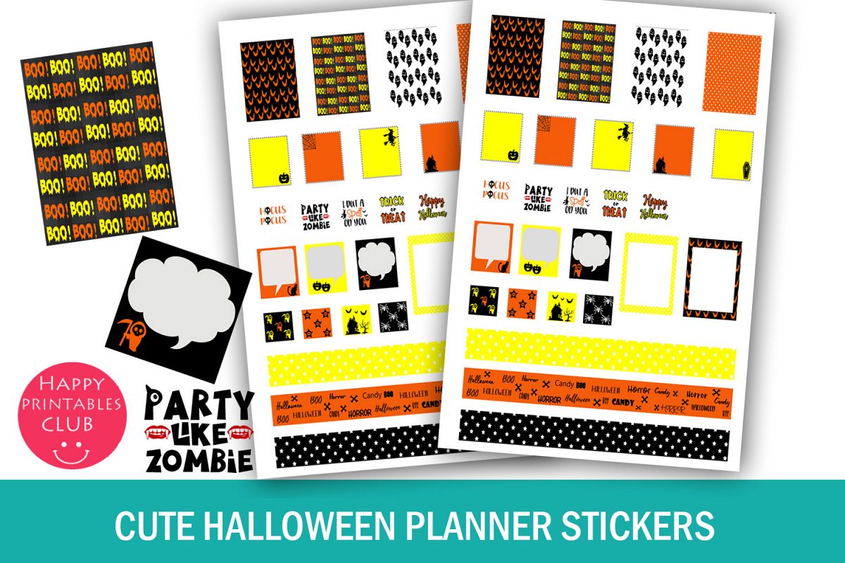 Cute Halloween Planner Stickers- Printable Halloween Sticker example image 1